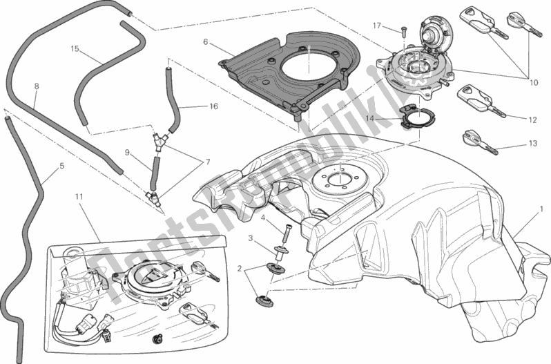 Toutes les pièces pour le Réservoir D'essence du Ducati Diavel Brasil 1200 2012